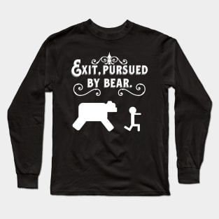 Exit, Pursued by Bear (White Text) Long Sleeve T-Shirt